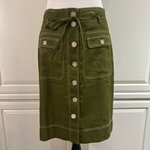 J.Crew Women’s Button-up skirt with Removable Belt in Stretch Linen